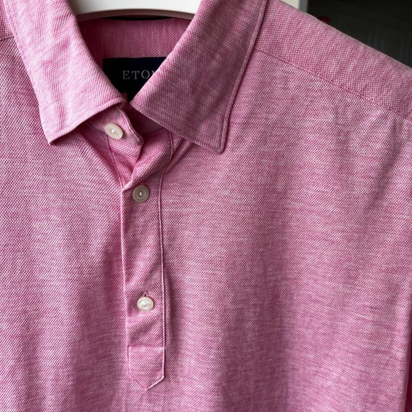 Eton Oxford Pique Contemporary Fit Popover Shirt Pink L - Picture 13 of 15
